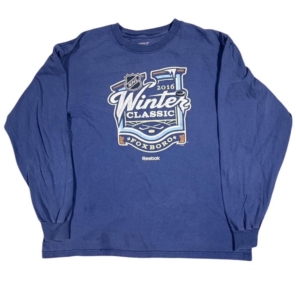 Reebok NHL Long Sleeve T-Shirt Mens XL Blue 2016 Winter Classic Foxboro - Picture 3 of 7